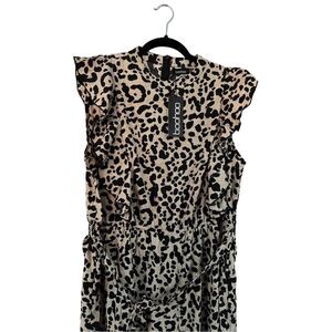 Boohoo Plus Leopard Print Ruffle Jumpsuit Size 18 Multicolor Sleeveless